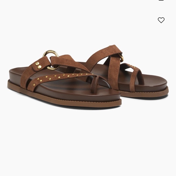 SCHUTZ Aveline Brown Studded leather suede Sandals size 9.5 new with tags - Picture 4 of 6